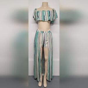 UK2LA 2 piece High Low Shorts Top Overlay M